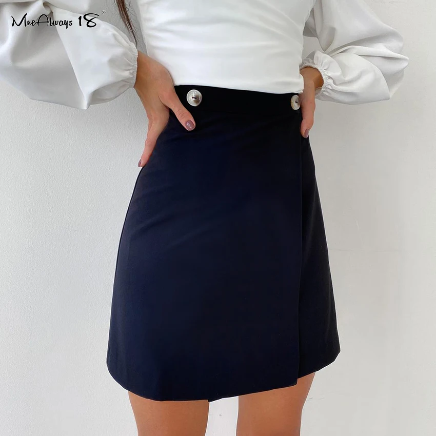 

Женская юбка-трапеция с запахом Mnealways18, Сексуальная мини-юбка с перекрестными пуговицами, весна 2022, Клубная женская короткая юбка с высокой ...