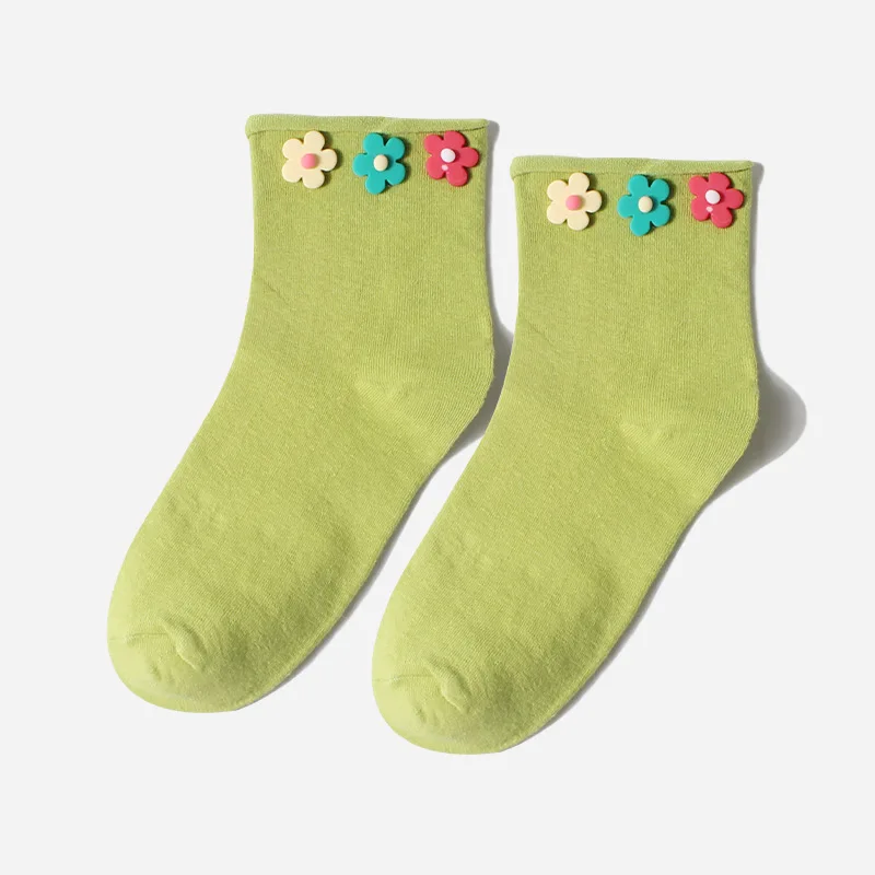 2019 новые женские Короткие хлопковые носки с милыми цветами нежные вязаные