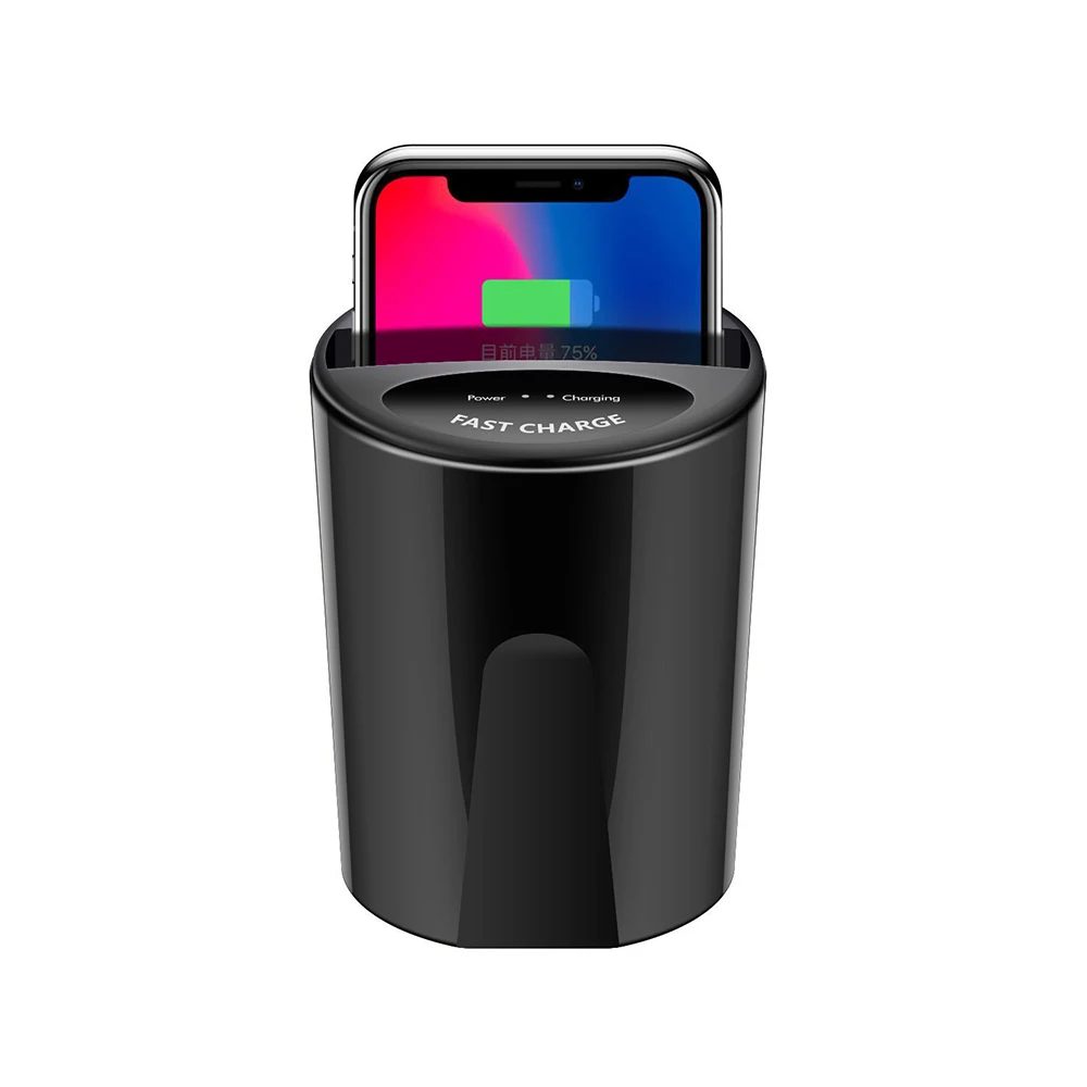 10W car Wireless Charger Cup with USB Output voor for iPhone XS MAX/XR/X/8 SAMSUNG Galaxy s9/S8/S7/S6/Note8/Note5