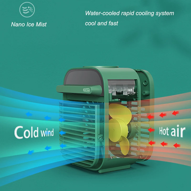 저렴한 휴대용 에어컨 공기 냉각 팬 USB 미니 워터 미스트 팬 데스크탑 가습 블레이드리스 사일런트 Ventilador 홈 오피스, 포터블 에어 컨디셔너 공기 냉각 선풍기