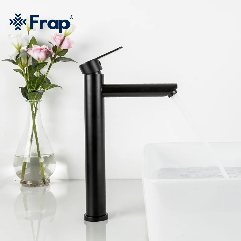 

Высокие смесители для раковины Frap, матовые черные водопроводные краны, для раковины