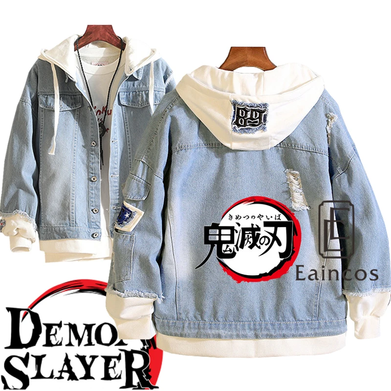

Anime Demon Slayer Kamado Tanjirou Cosplay Hoodies Kimetsu no Yaiba Men Women Jeans Denim Unisex Casual Coats Jackets