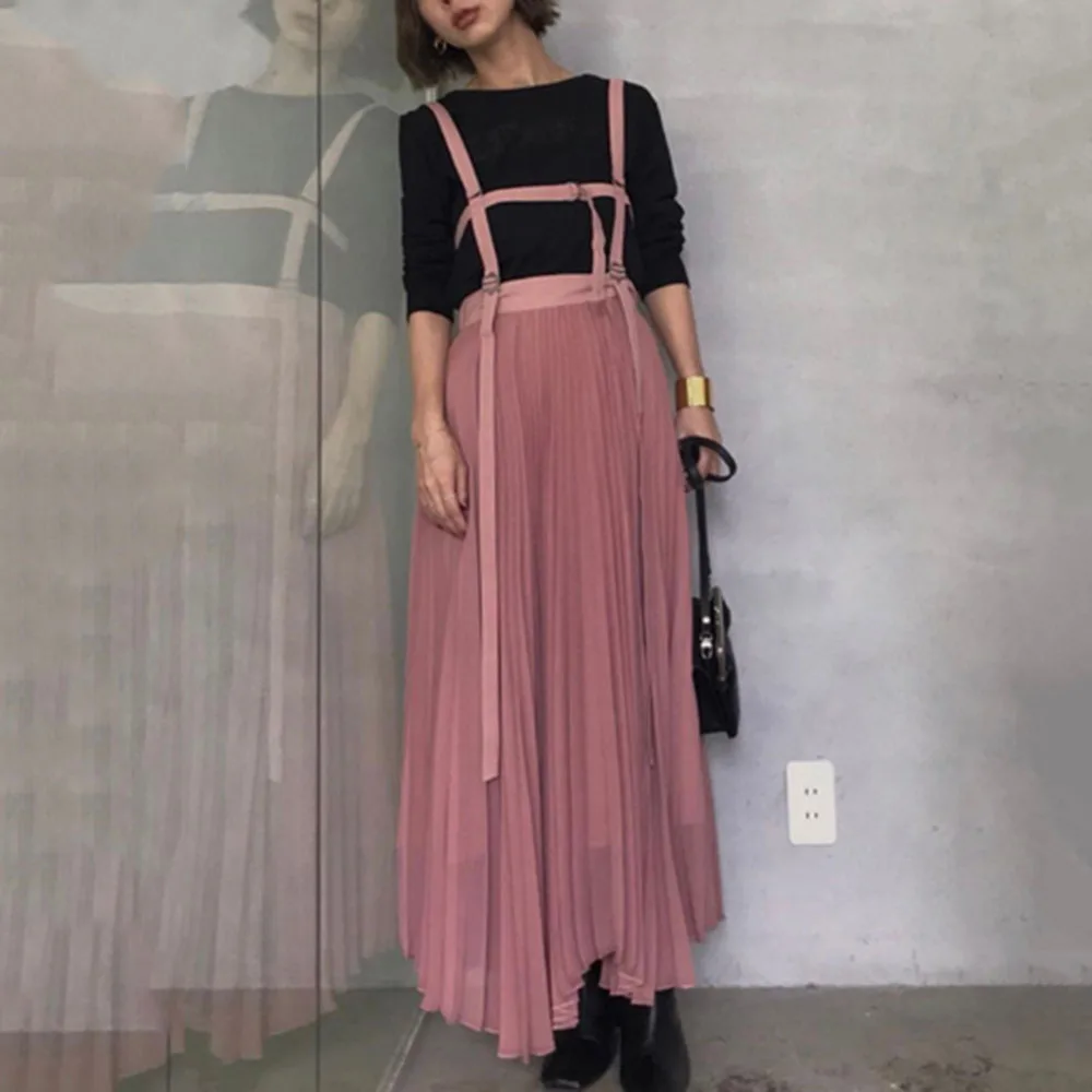 Женское плиссированное платье на бретельках длинные элегантные винтажные