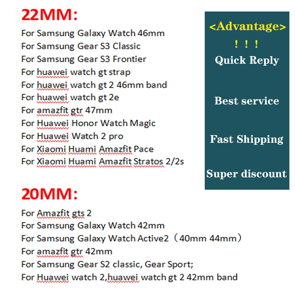 

20mm 22mm strap For Samsung Galaxy watch 3 45mm/Active 2/ Gear S3 Frontier Milanese bracelet Huawei GT/2/2e/Pro 46mm/42mm band