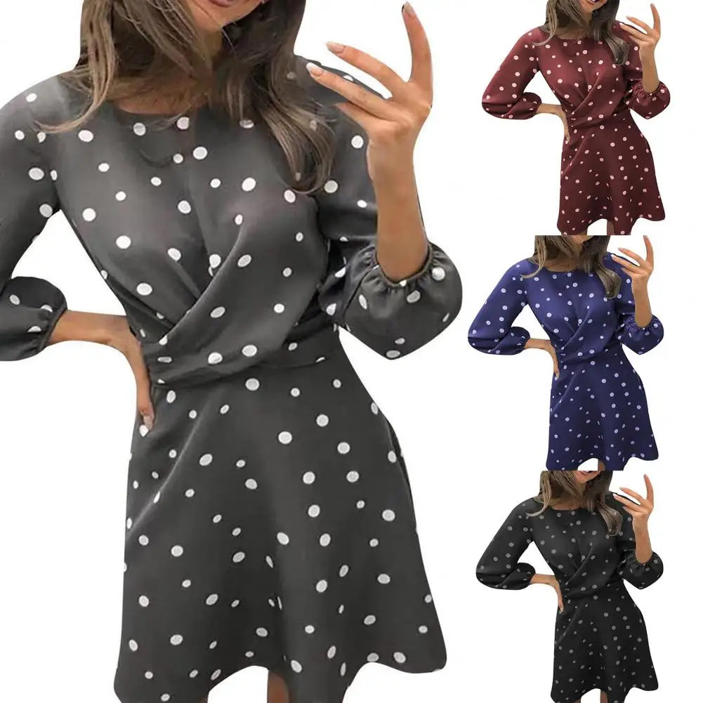 

Women Dresses Polka Dot Print Elegant Loose Cross Draped Dress for Party Fashion Summer Boho Female Casual Beach Dress Plus Size