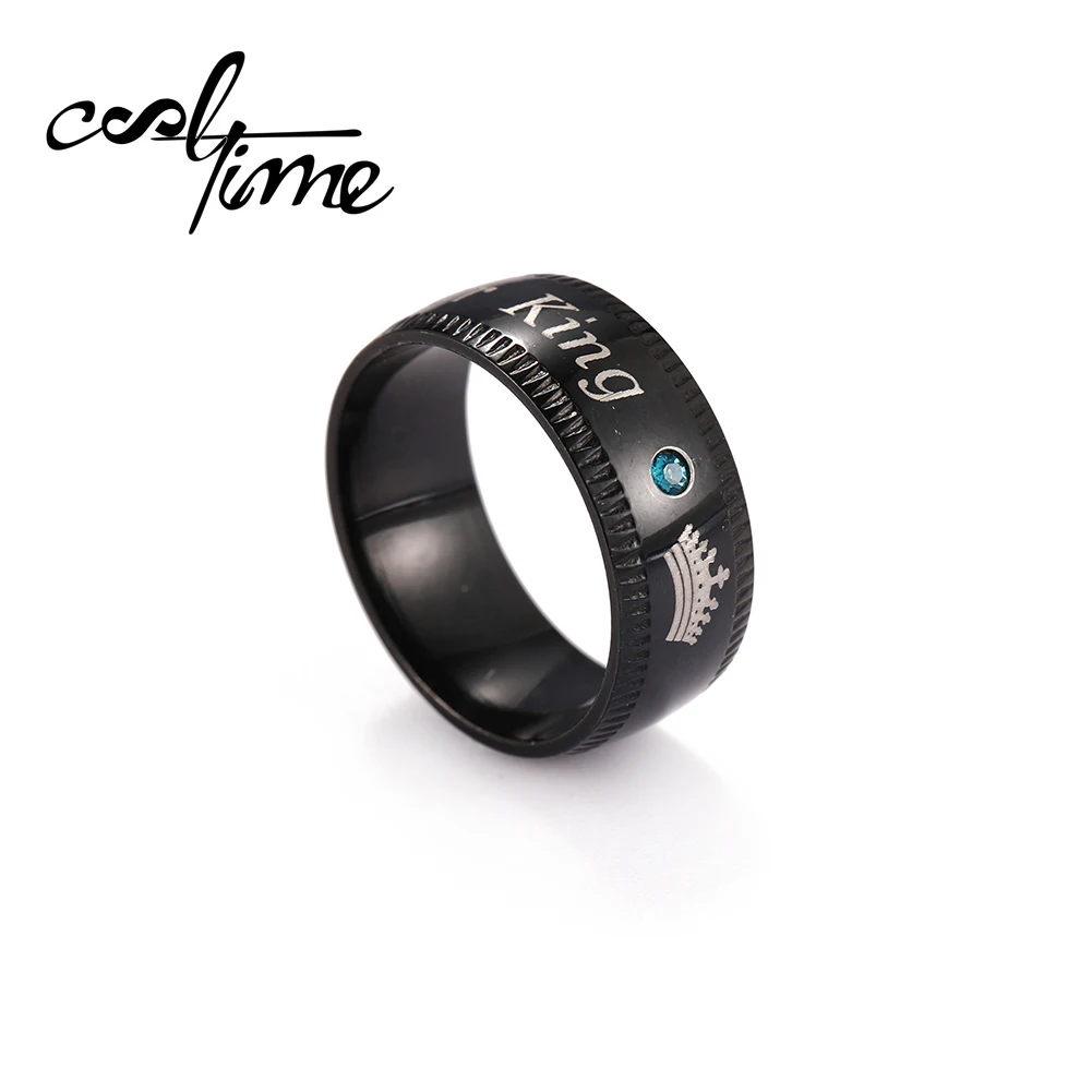 COOLTIME 100% нержавеющая сталь не выцветает черные инкрустированные Синие стразы