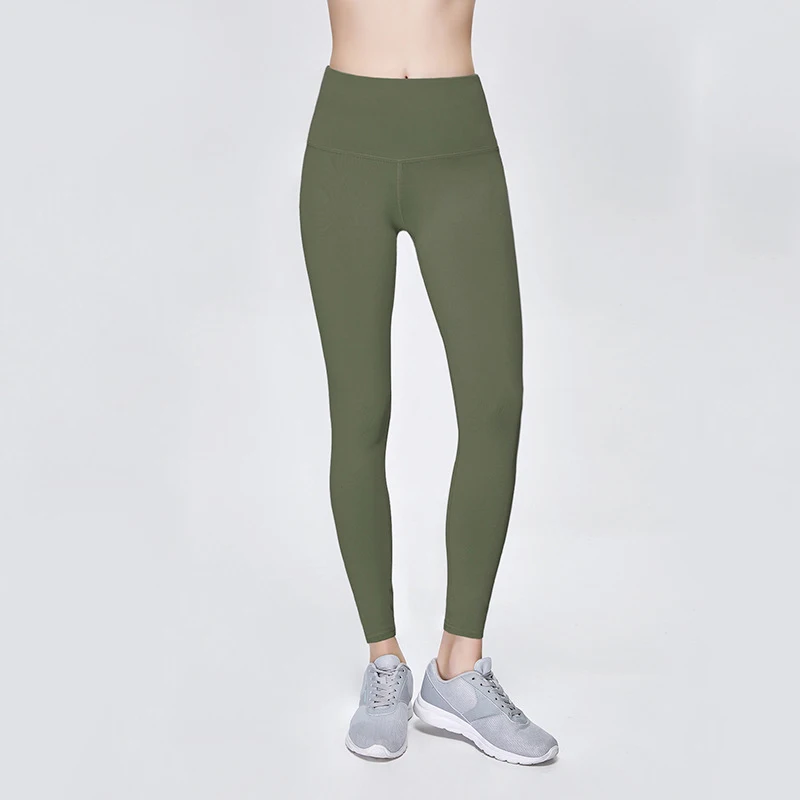 Army green Штаны для йоги, мягкие, на ощупь, спортивные, для фитнеса, леггинсы для женщин эластичные, высокая талия, для пробежки, тренировок, фитнеса, спортзала, спортивные колготки - Color: Army green