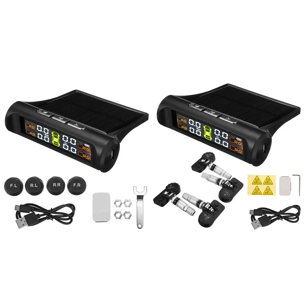

NEW Solar USB TPMS Car Tire Pressure Alarm Monitor System 4 Wheel Internal External Tyre Sensor for SUV Temperature Warning