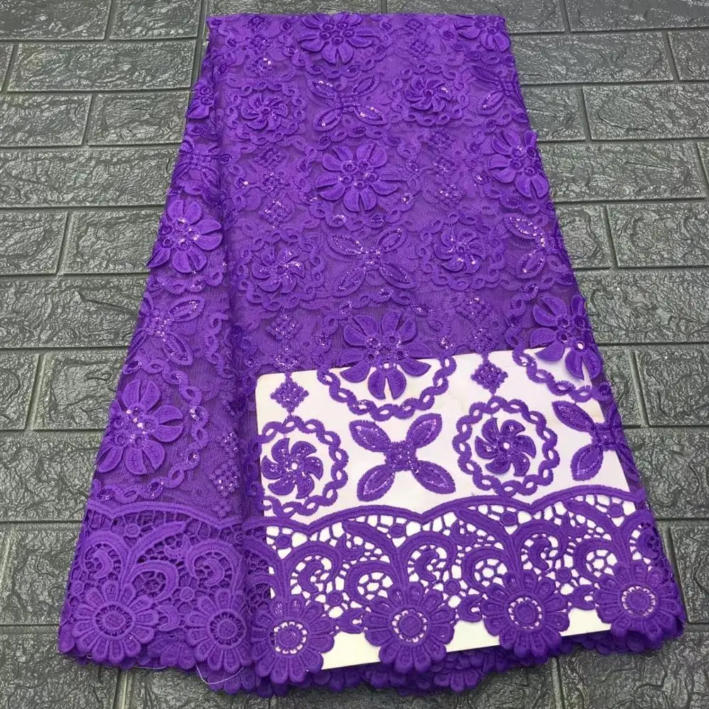 

5 ярдов фиолетовое гипюровое кружево с блестками, отличная африканская швейцарская кружевная ткань с вышивкой, нигерийская повседневная од...