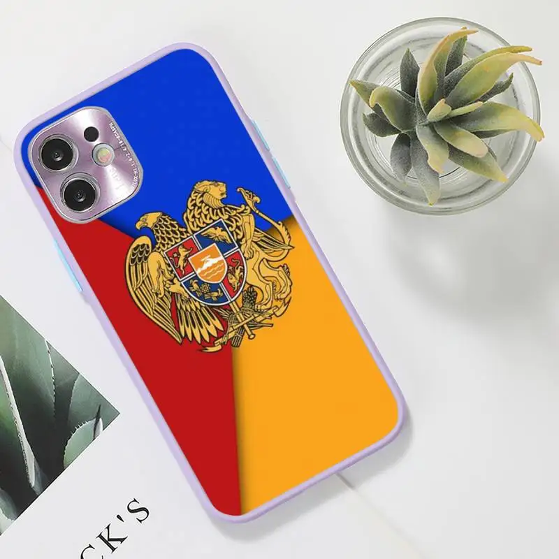 

Armenia Armenians Flag Phone Case For iPhone 12 11 Mini Pro XR XS Max 7 8 Plus X Matte transparent Purple Back Cover