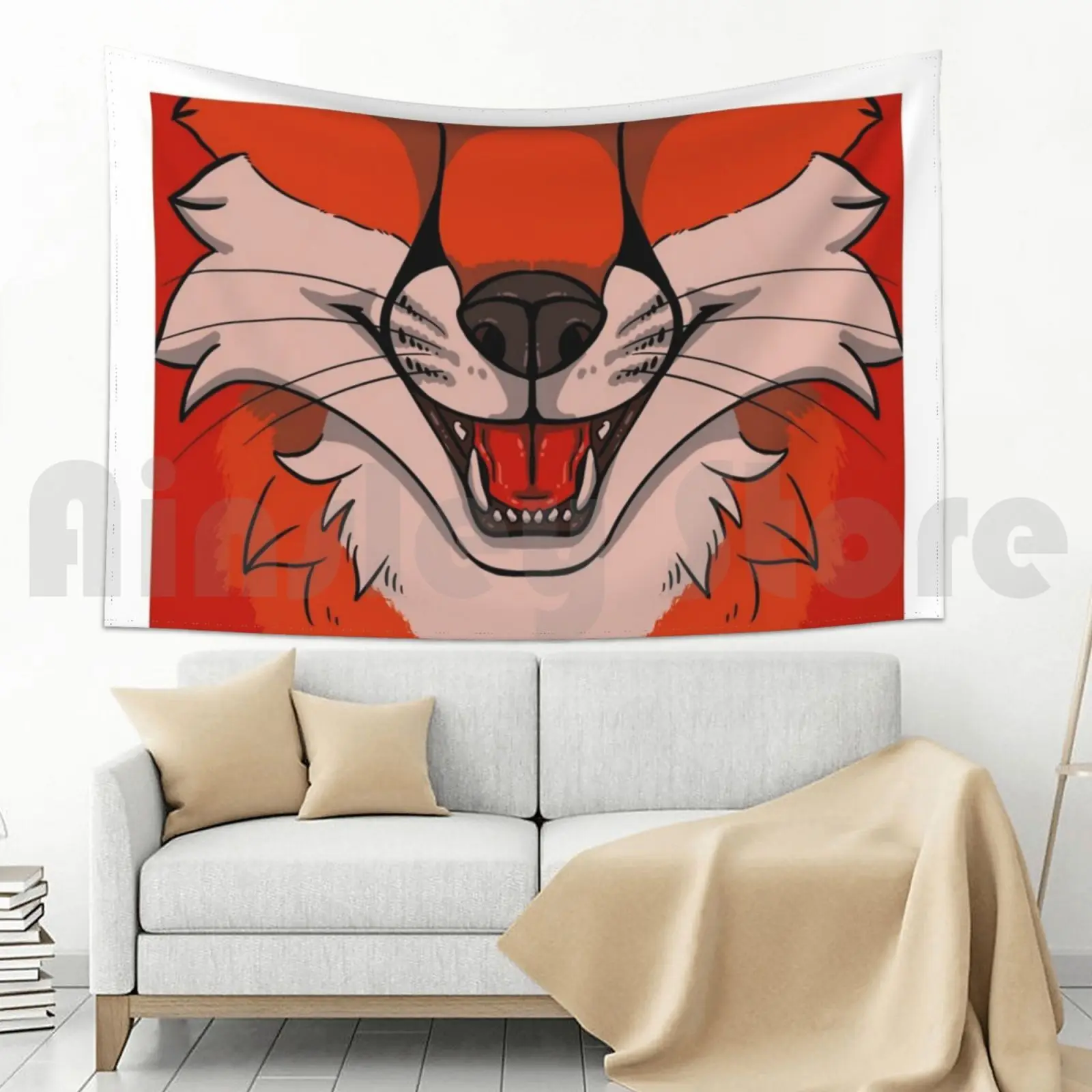 Лисий Мау гобелен на заказ пушистый мех костюм намордник |