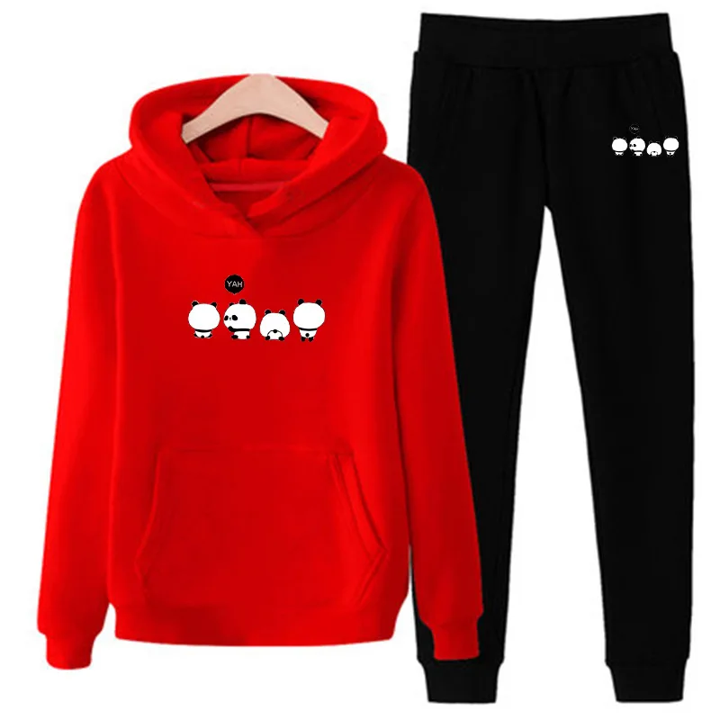 Комплект из 2 предметов, женская одежда, Chandal Mujer 2 Piezas, для бега, Femme, мультяшный принт, толстовка, штаны, спортивные костюмы, женский спортивный костюм - Цвет: Style 6 Red