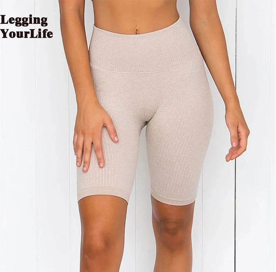 

2021 Seamless Shorts Knee Length Women High Waist Sportswear Pants Outdoor Biker Leggings Women Sports Gym Fitness Ropa Mujer