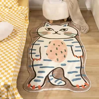 bedside long carpet geometric pattern cat shaped carpets non slip living room floor mat cat pet area rugs bedroom soft mats