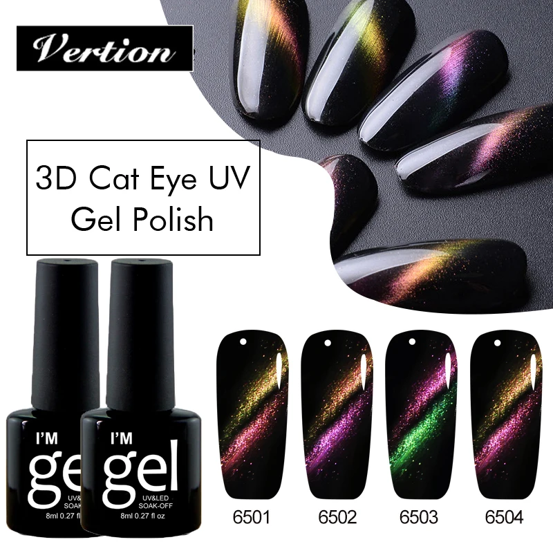 Verntion 3D Красный гель кошачий глаз 5D хамелеона кота для ногтей Магнитный