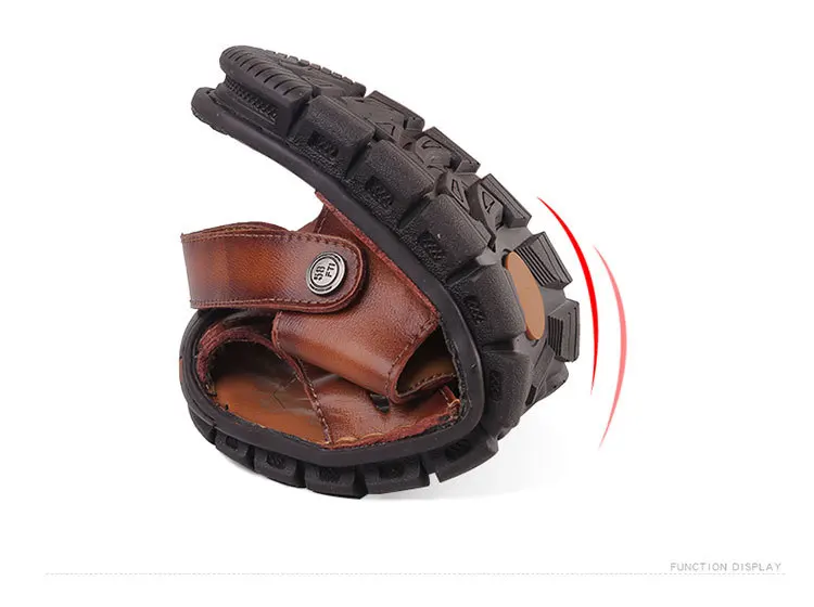 Сандалии мужские кожаные Уличная обувь Нескользящие повседневные летняя