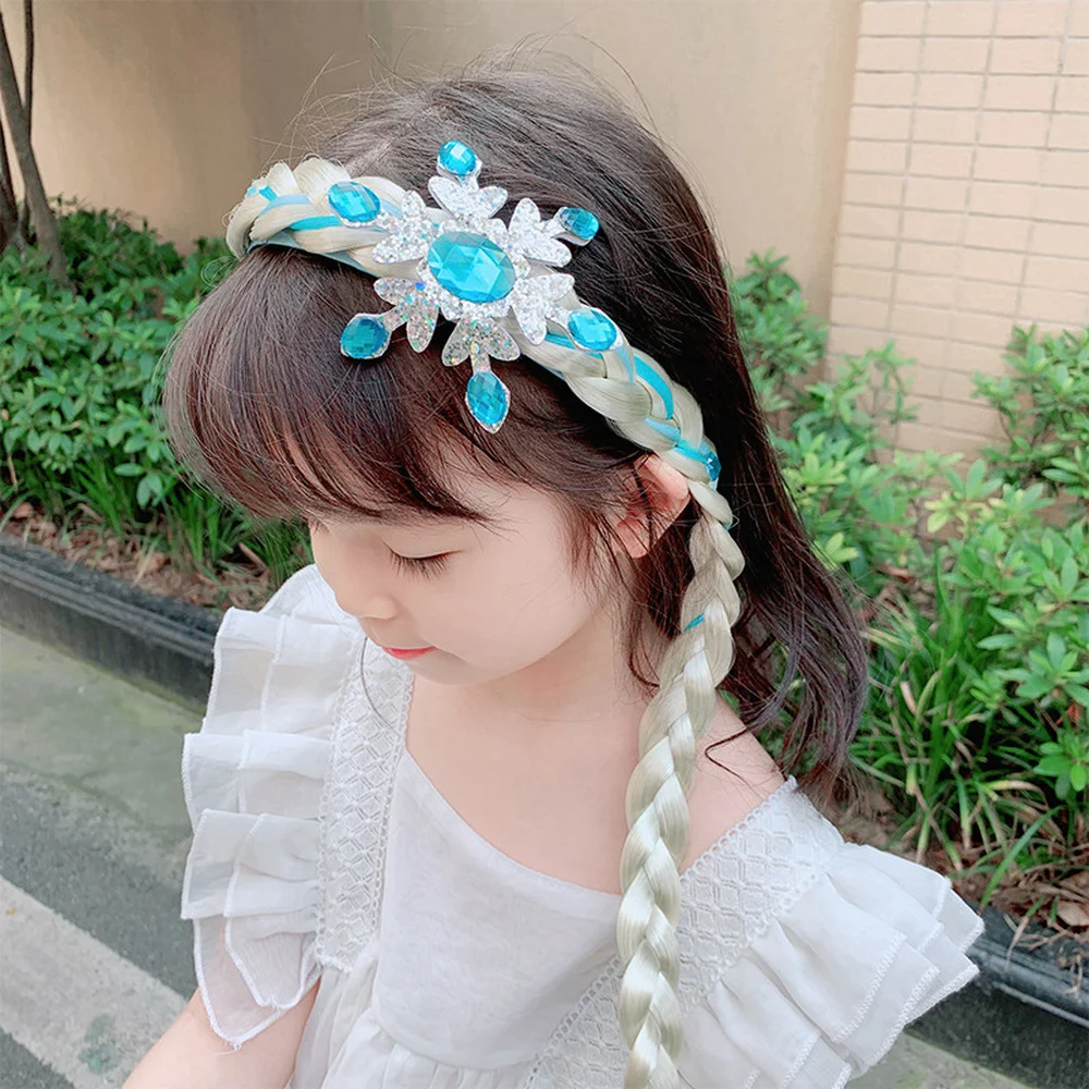 

Cute Children's Wig Briad Headband Bowknot Crown Jewels Hair band Headwear Holiday for Princess Grils Headdress Hair Accessories