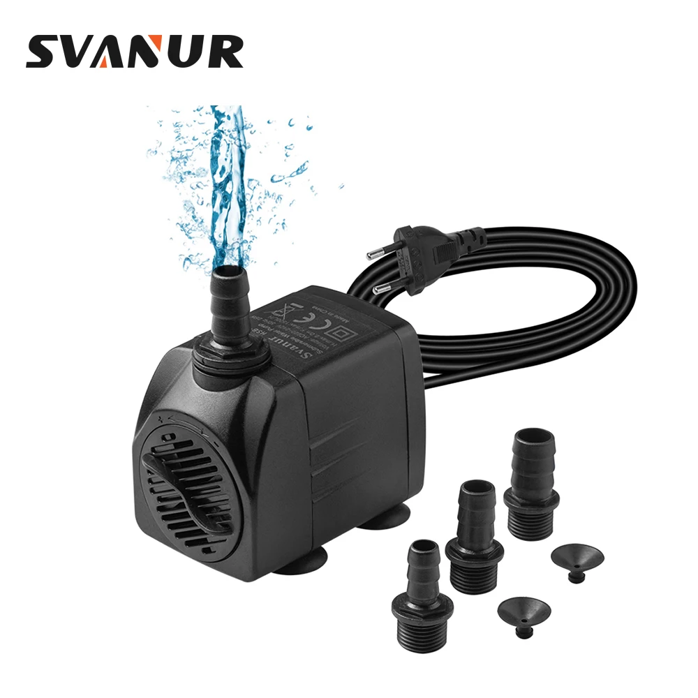 Бесшумный погружной фонтанный насос SVANUR 25 Вт 1500 л/ч фильтр для пруда подходит