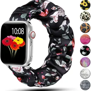 scrunchie strap for apple watch band 40mm 44mm 42mm 38mm 42 mm elastic nylon solo loop bracelet iwatch series 6 5 4 3 se band free global shipping