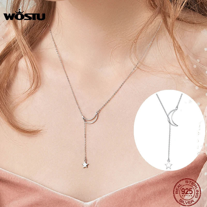 Женское Ожерелье с кулоном в виде звезды WOSTU из стерлингового серебра 925 пробы и