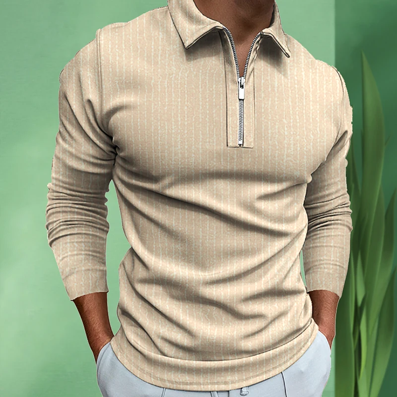 

High Quality 100% Cotton Casual Polo Shirts Men's Striped Long Sleeve Polos 2021 New Arrival Brand Loose Tops Fashion Street Tee