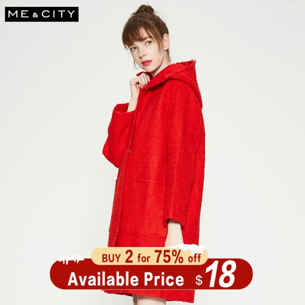 Me &amp city 2019 Женское зимнее шерстяное пальто верхняя одежда с капюшоном для офиса