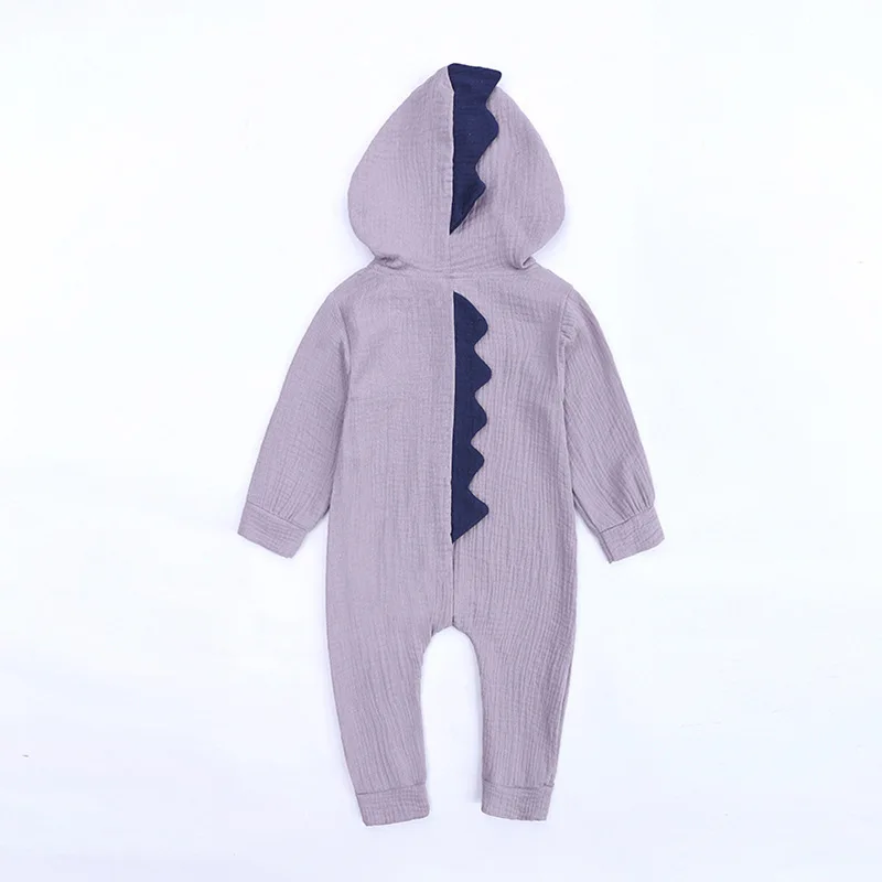 6-18M Baby Romper New Born Zipper Hooded Clothing Purple Beige Bebe Spring Autumn Jumpsuit Cute Dinosaur Climbing Suit | Мать и ребенок