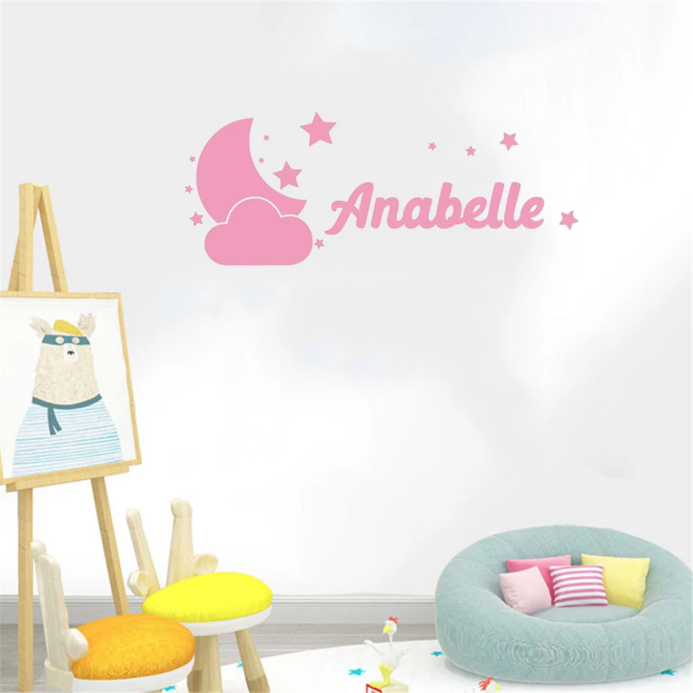Наклейки с именем на заказ милые звезды и луна настенные наклейки домашний декор