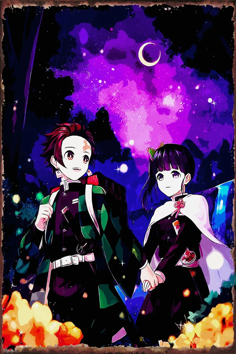 

kimetsu no yaiba Room Decoration Retro Vintage Metal Sign Tin Sign Tin Plates Wall Decor For Art Home Club Man Cave Cafe Pub
