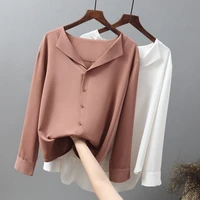 2021 spring and autumn new shirt french chiffon shirt womens long sleeves loose fitting chuck casual top