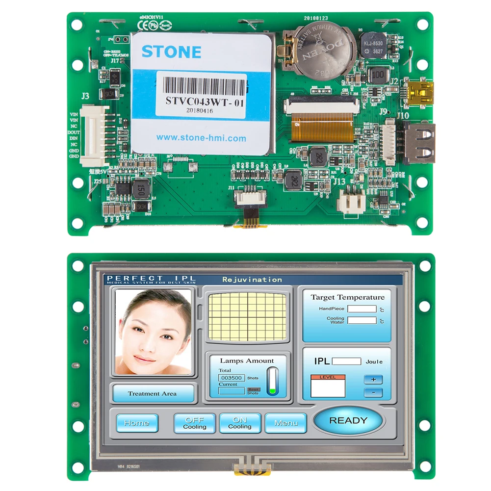 4 3 дюймовый Интеллектуальный TFT LCD с портом RS232 для промышленного использования |
