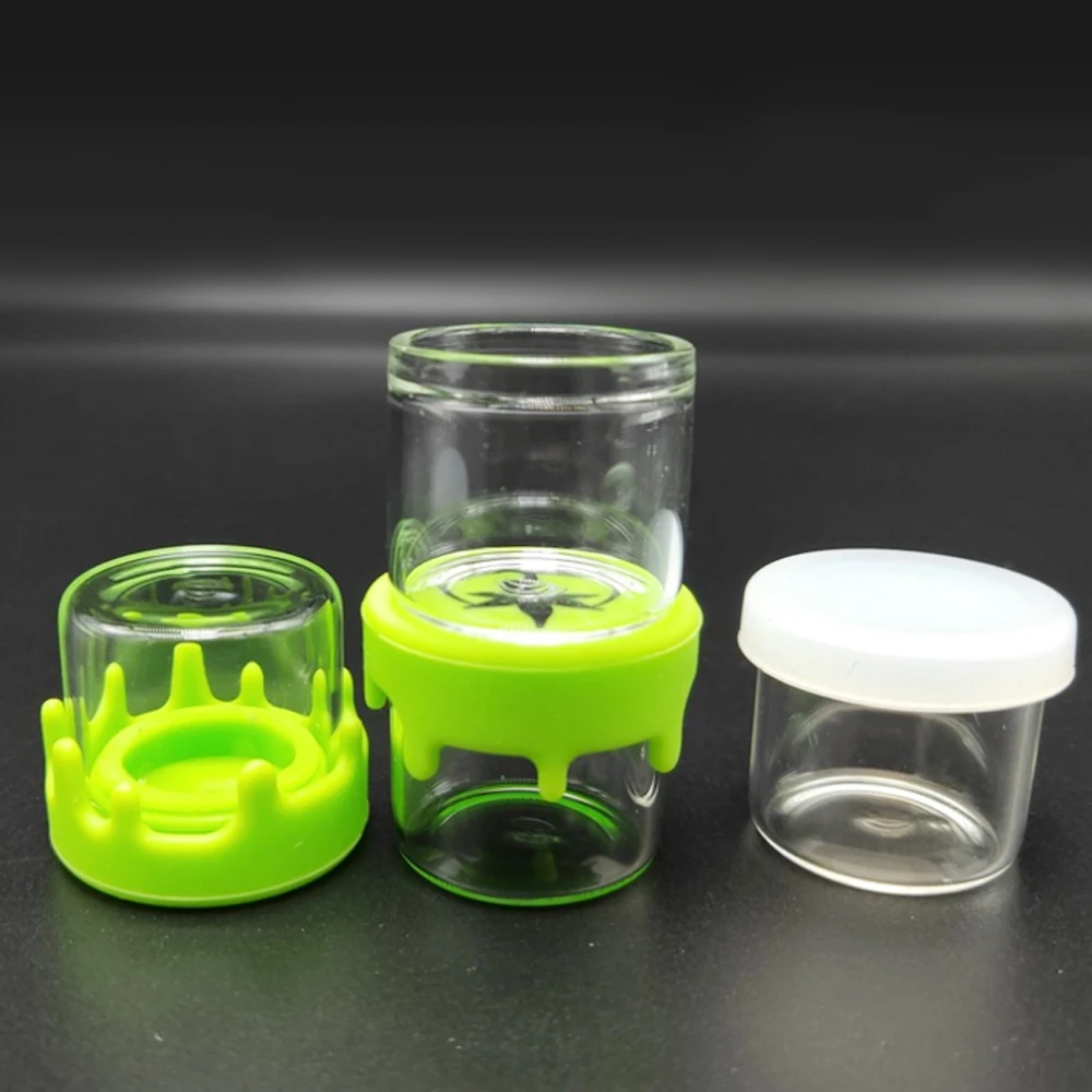 

100Pcs Glass 5ml Storage Box Case Jars With Silicone Lid Cover Wax Container Smoking Accessories Kitchen Tobacco Her Jar Bottle