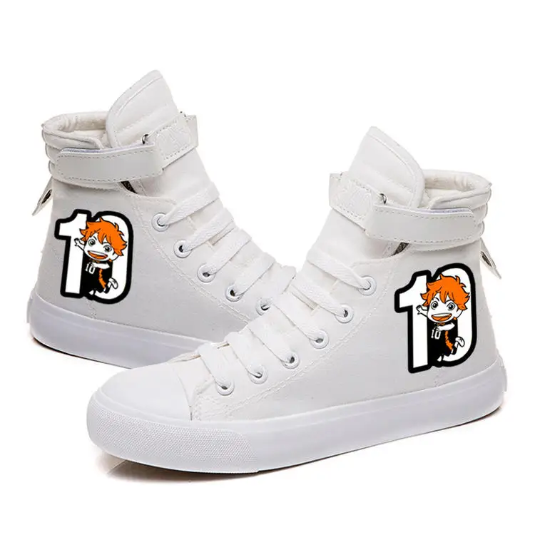 

Hot Anime Haikyuu!! Hinata Shoyo kageyama tobio Cosplay Shoes White Velcro Shoes High-top Canvas Shoes board shoes