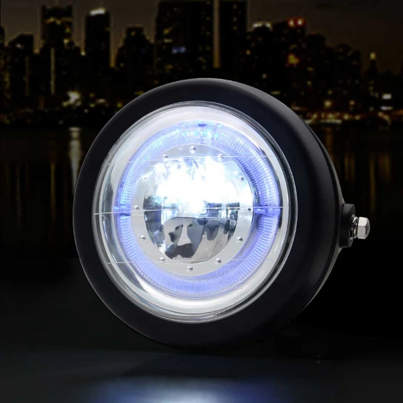 

Universal 6.5" LED Motorcycle Headlight Hi / Lo Beam Angel Eye Headlamp Motorbike Fog Lamp 28GC