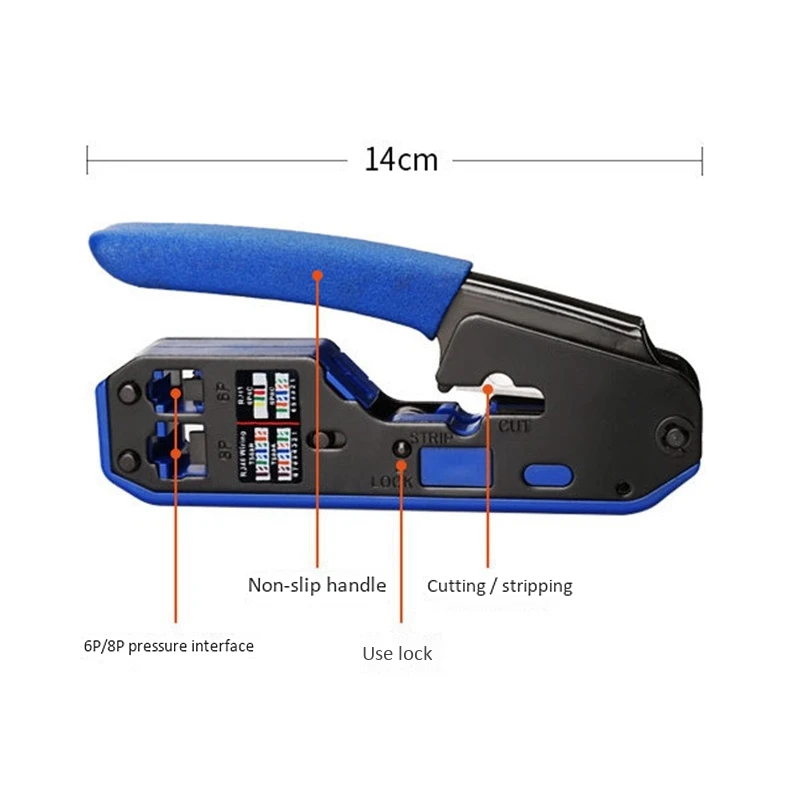 multifunctional rj45 crystal head 8p6p network tool with stripping squeezing crimping network cable pliers free global shipping