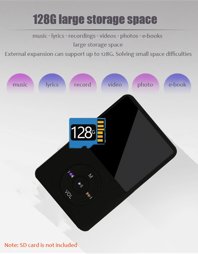 Mp4-плеер с Bluetooth встроенным динамиком и 4G Hi-Fi портативным плеером радио FM записью