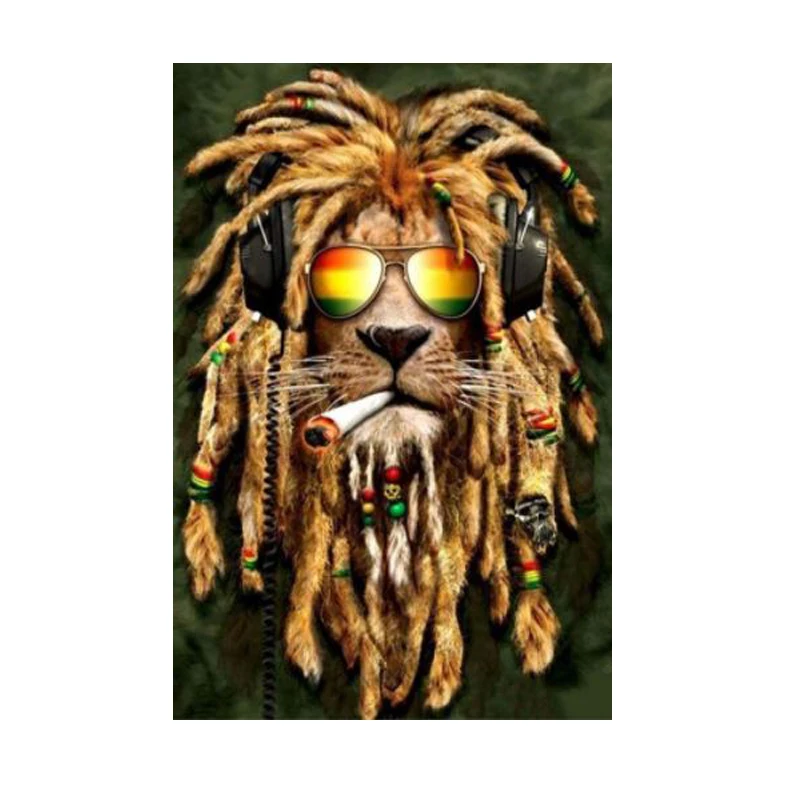 

Abstract Lion Smoking Animal Canvas Painting Poster Print Cuadros Wall Art for Living Room Home Decor (No Frame)