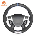 Черный чехол рулевого колеса автомобиля из натуральной кожи для Ford Focus ST 2012 2013 2014