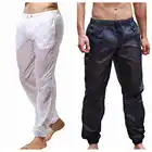 Мужские летние ультратонкие однотонные брюки со шнурком и эластичным поясом, Свободные повседневные брюки, длинные брюки с карманами, Мужская пляжная одежда