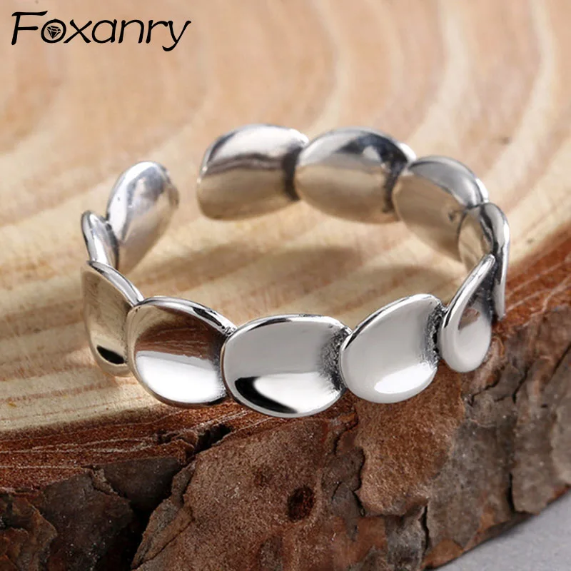 

Evimi 925 Silver Color Rings for Women Summer New Trendy Elegant Vintage Couple Creative Glossy Scales Design Party Jewelry