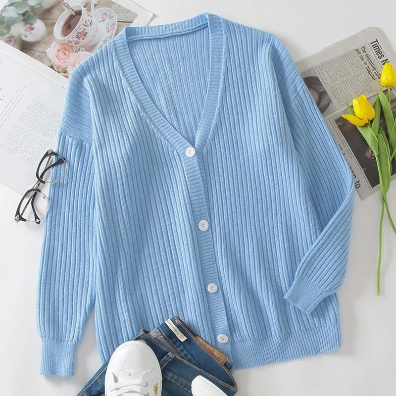 

Artsnie Winter V Neck Long Sleeve Women Cardigans Single Breasted Pull Femme Vintage Casual Knitted Sweaters Female Cardigans