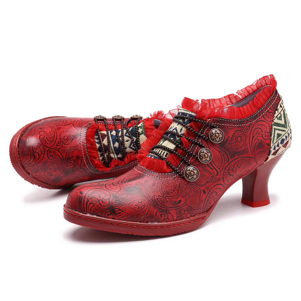 Женские ботинки кожаные ботильоны с принтом в стиле ретро Женская обувь на