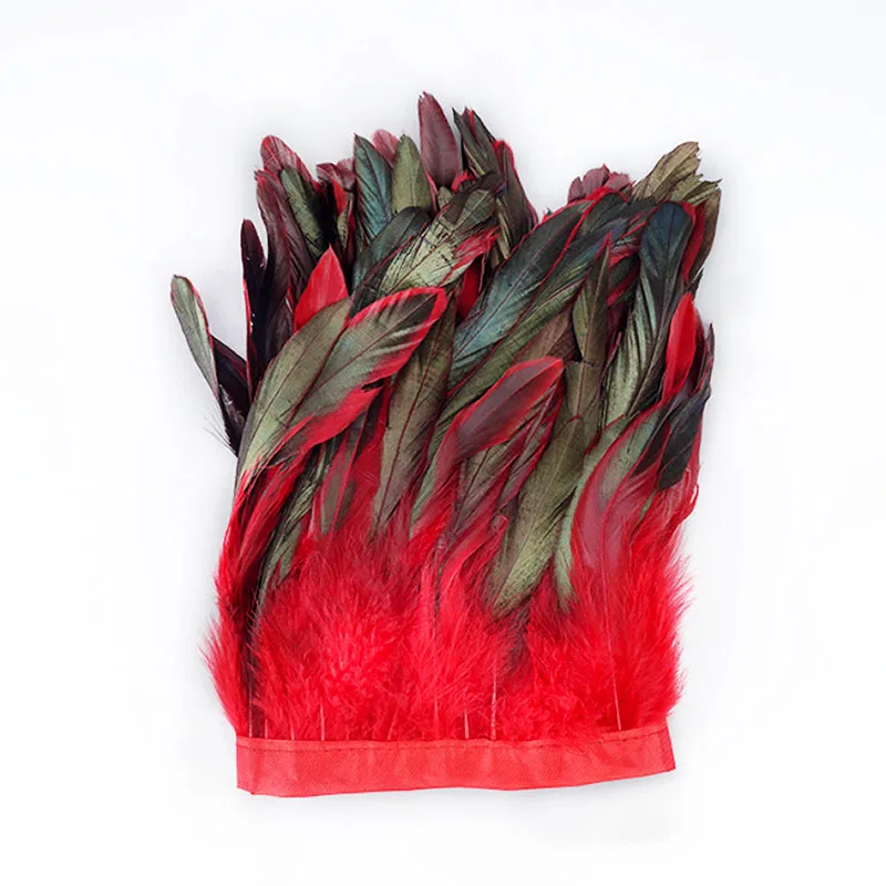 

2Meter/Lot Red Plume Crafts Rooster Feathers Trims Fringe Natural Feathers Sewing Dress DIY Wedding Party Decoration 13-18cm