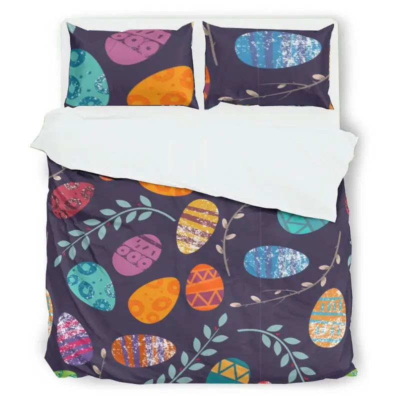

3-Piece Queen Duvet Cover Set King Easter Printed All-Season Microfiber Bedding Sets Quilt Sets with 2 Matching Pillowcases