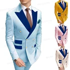 2021 из золотых кнопок, синего цвета, для деловой одежды куртка пользовательские моды свадебный костюм жениха для выпускного вечера смокинг блейзер с брюками комплект из 2 предметов