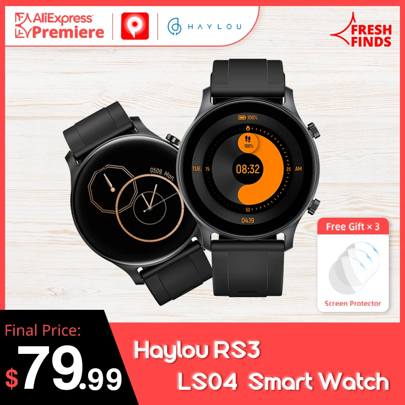  Смарт часы YouPin Haylou RS3 LS04, 1,2 дюйма, AMOLED экран, GPS, 5 АТМ, водонепроницаемый пульсометр, спортивные Смарт часы Android IOS 