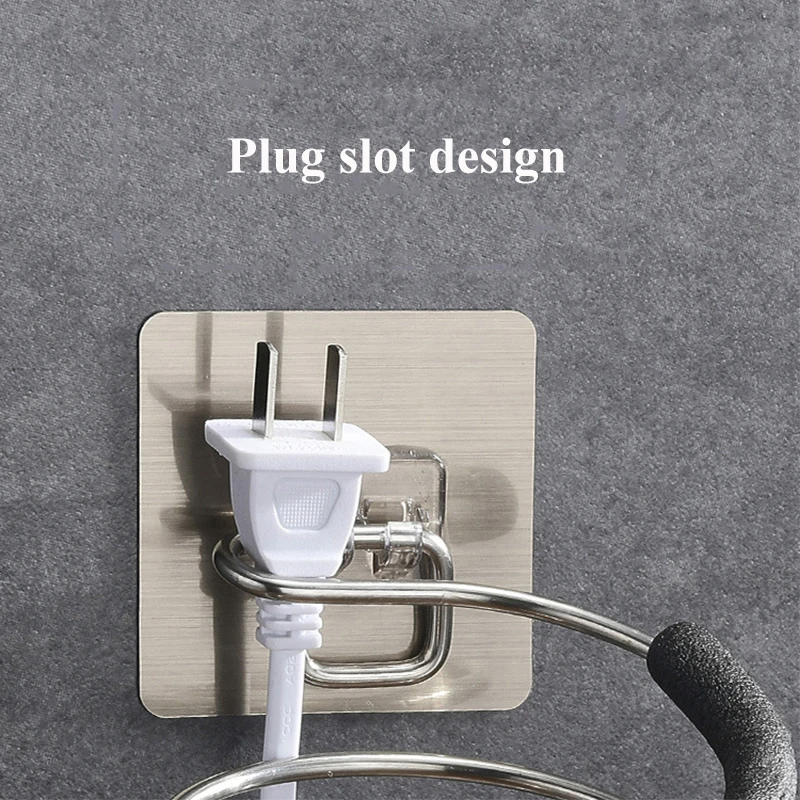 

Bathroom Hair Dryer Holder Blower Home Organizer Adhesive Wall Mounted Nail Free No Trace Stickers Hair Care Dryer Storage Rack