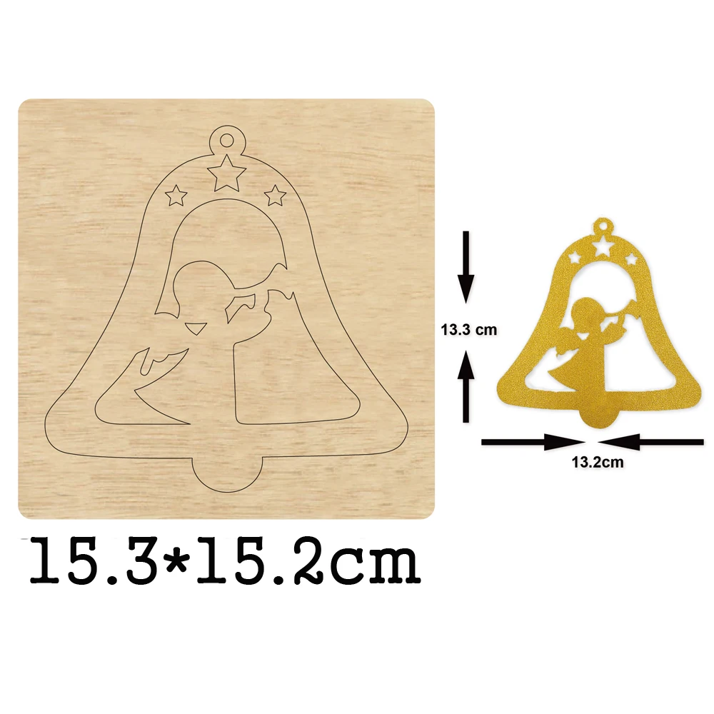 Christmas Bell Pendants Angel Bell  Fashion Jewelry Handwork Wooden Mold Candles Stars Wood Dies Leather Cloth Paper Craft 2020