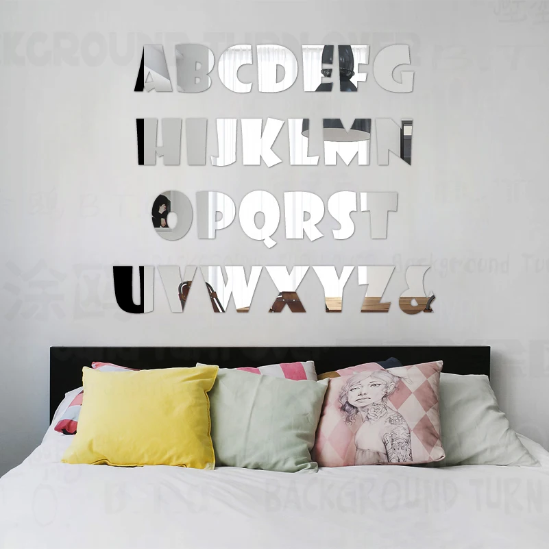 1 шт. Зеркальная Наклейка для декора ванной комнаты украшение стены шрифт имя