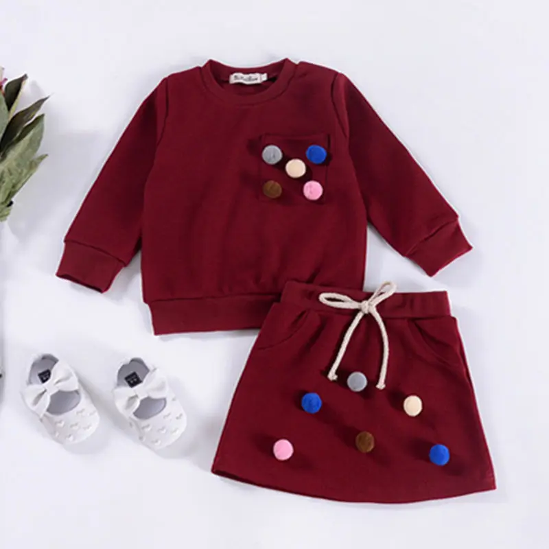 

Fashion 2pcs Spring Autumn Baby Girls Sweatshirts Children Kids Girls Hoodies & Dress Sweater T-shirt Long Sleeves Clothes Set